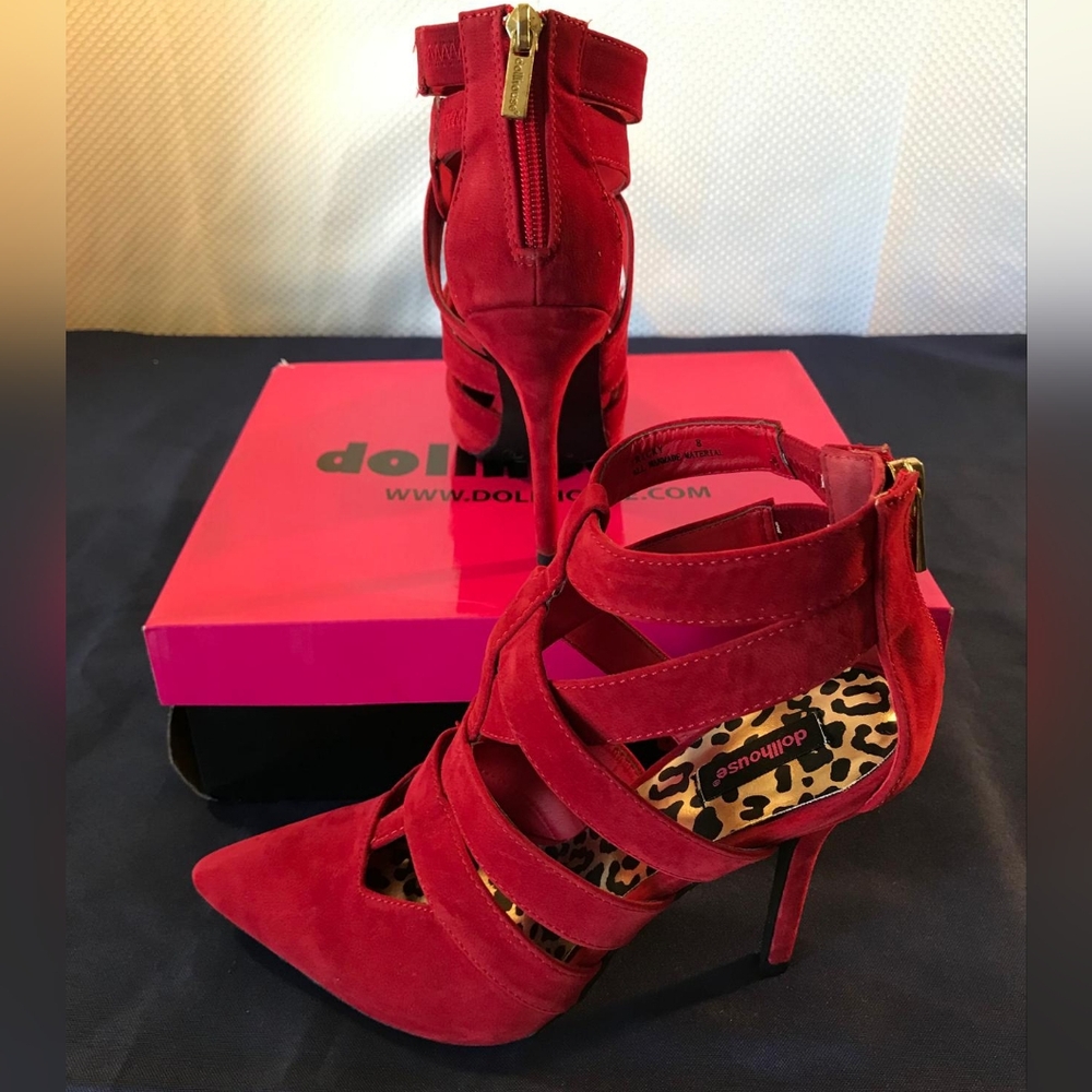 Red Strappy Women's Heels
